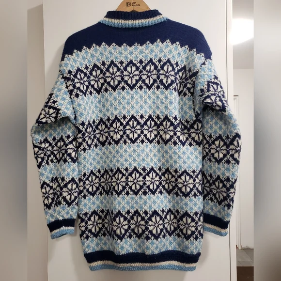 Blue Patterned Wool Sweater - Picture 2 of 2